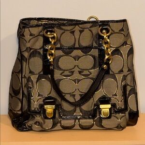 Coach Poppy Lurex Signature Tote, Shoulder Bag, Satchel w/ Dbl Handles, No 18355